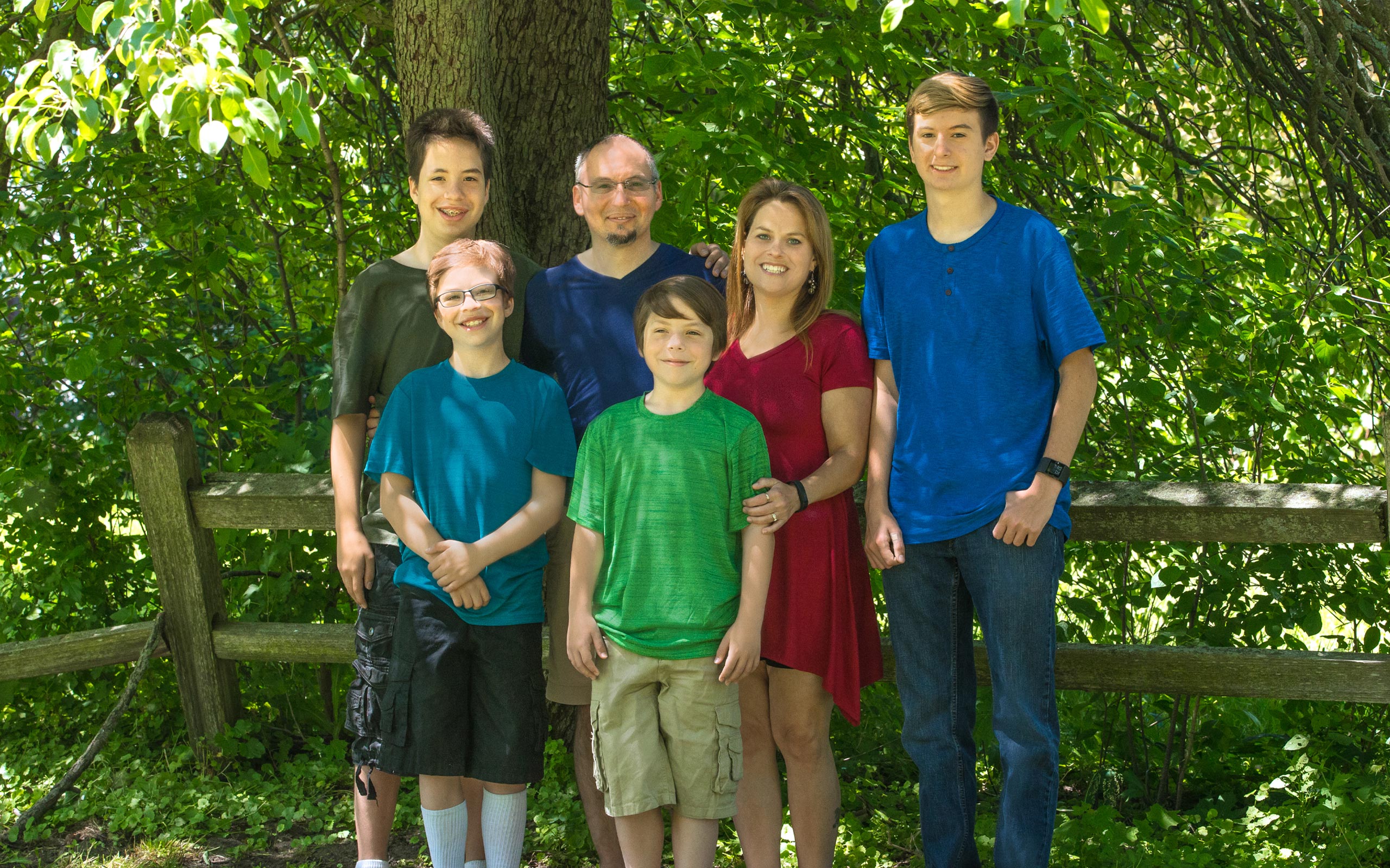The Trendys, diagnosed at 17, 14, 11, and 9 with LAL-D, with their parents